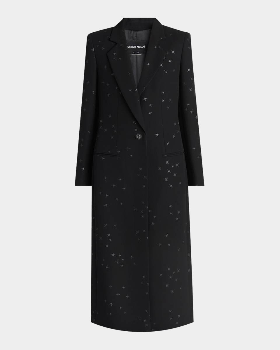 Glitter Star One-Button Cady Silk Top Coat